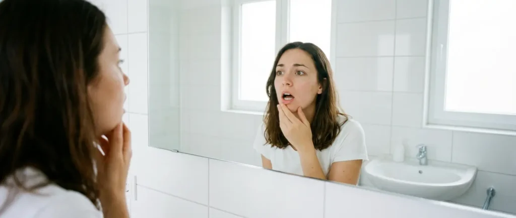 Gêne liée à un bouton douloureux sur la langue : son apparence seule ne permet pas d’en déterminer la cause.