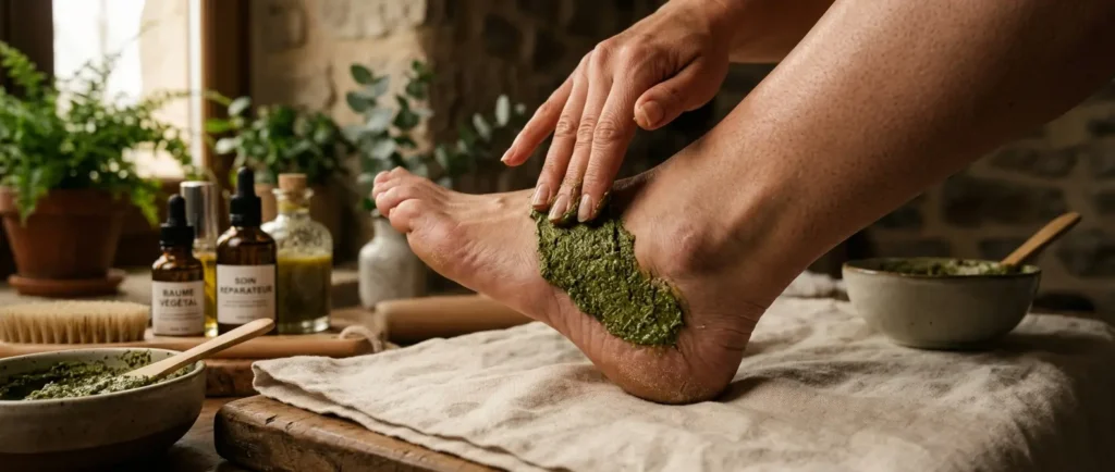 Douleur localisée à l’arrière de la cheville, juste au-dessus du talon, repère du sujet consacré au tendon d’Achille.