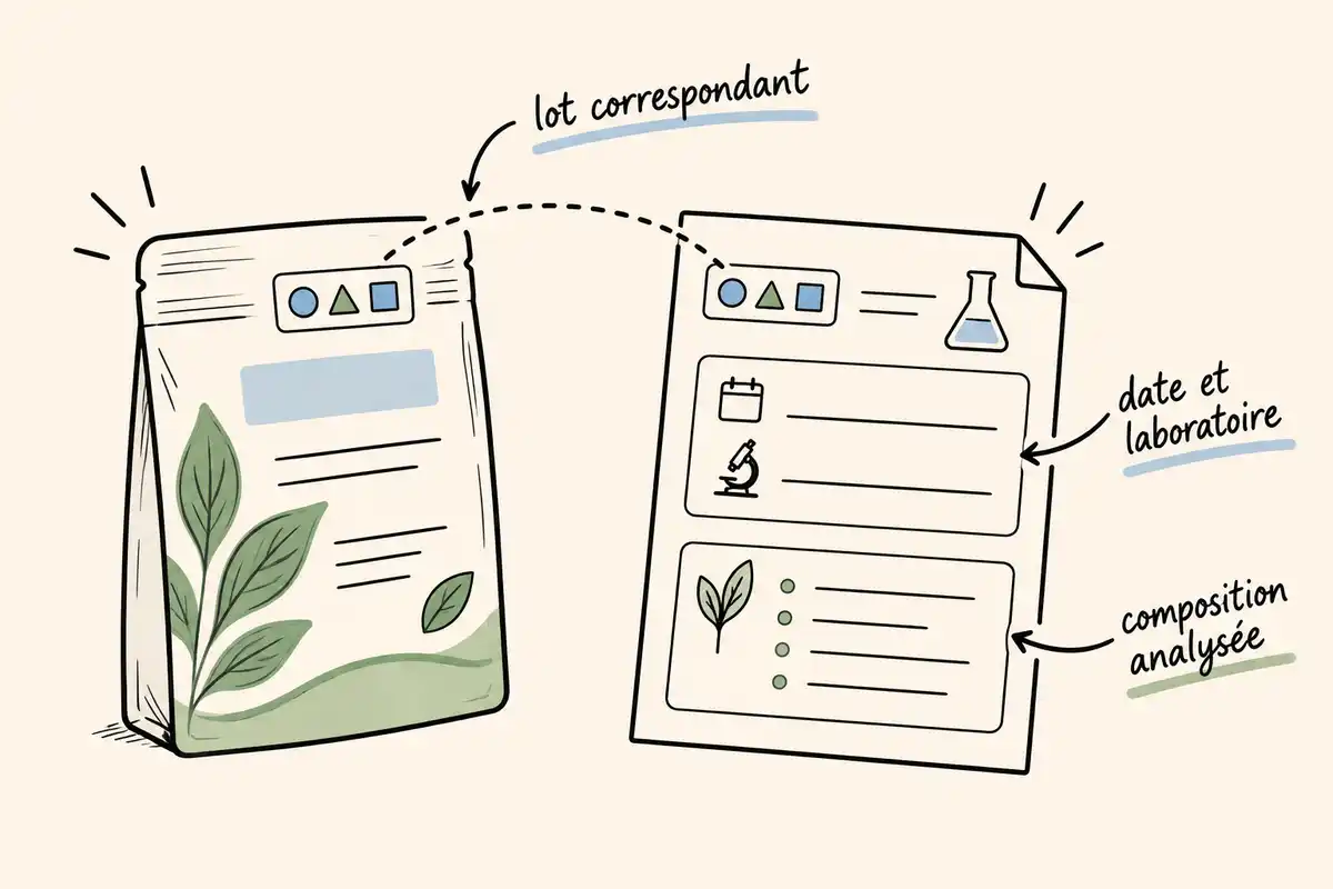 La traçabilité d’une huile s’examine en reliant les résultats d’analyse au lot indiqué et en distinguant ces résultats des affirmations commerciales.